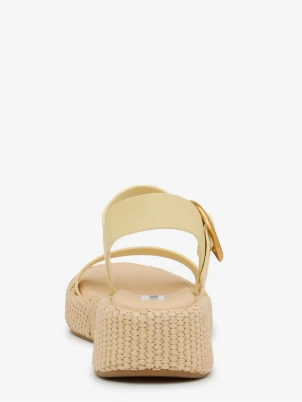 Steve Madden Pale Yellow Espadrille Wedge Sandal with Gold Buckle